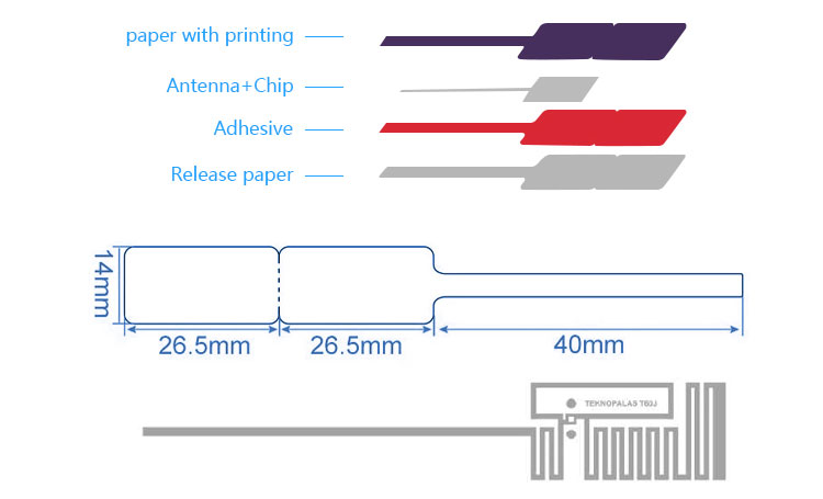 แท็กการรักษาความปลอดภัยเครื่องประดับ UHF RFID ภายใน