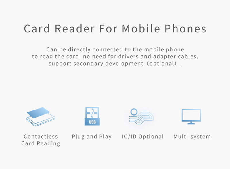 ความถี่ 13.56mhz โทรศัพท์ Android Microchip RFID Reader 2