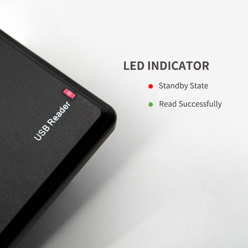 เครื่องอ่านบัตร RFID แบบ USB แบบไร้สัมผัสบนเดสก์ท็อปสำหรับการ์ด 125khz แท็ก 8