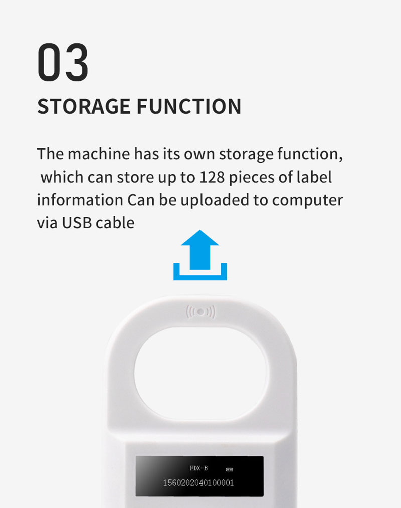 เครื่องอ่านรหัสสัตว์ Rfid สัตว์มือถือขนาดเล็กแบบพกพา 134.2Khz 4