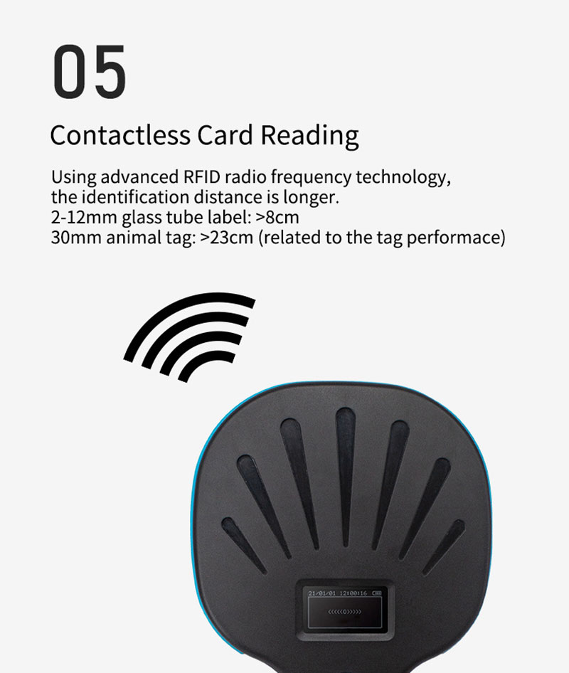 เครื่องอ่านแท็กสัตว์ RFID แบบพกพาแบบมัลติฟังก์ชั่น 6