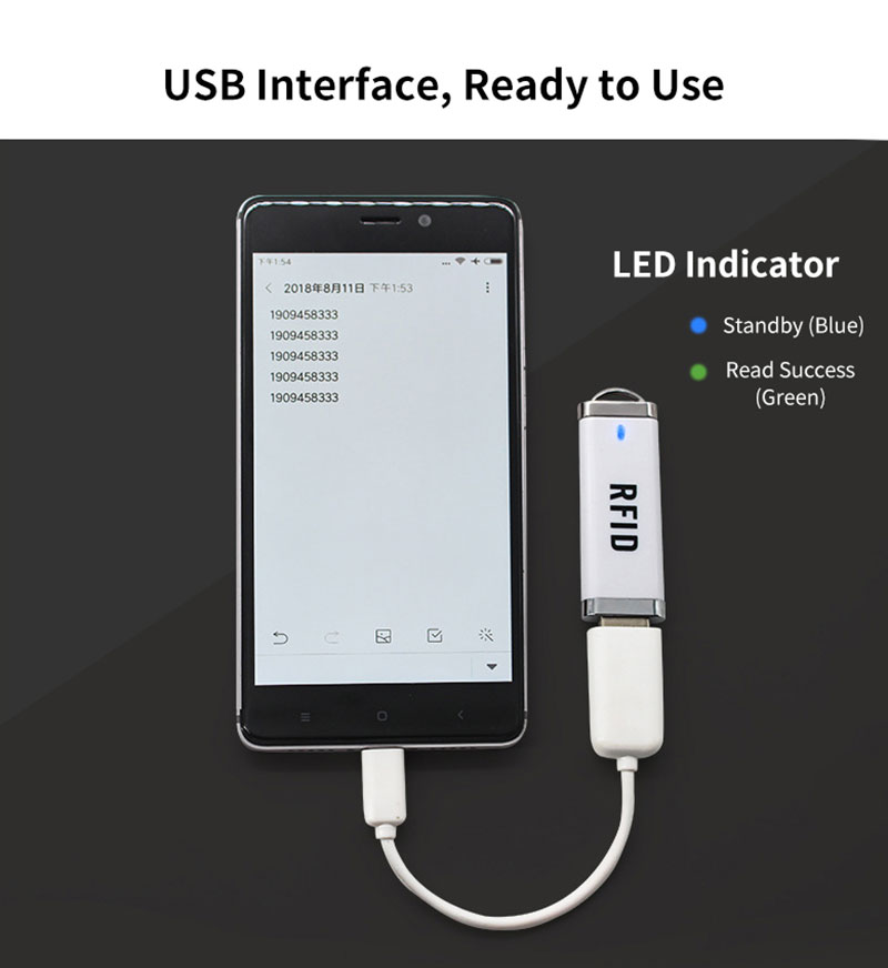 เครื่องอ่านบัตรมินิ RFID รูปทรง USB 5