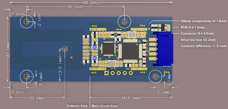 Non-contact ISO14443A, ISO15693 card โมดูล HF โมดูลเซ็นเซอร์อัจฉริยะหลายโปรโตคอล IC การ์ดอ่าน-เขียน