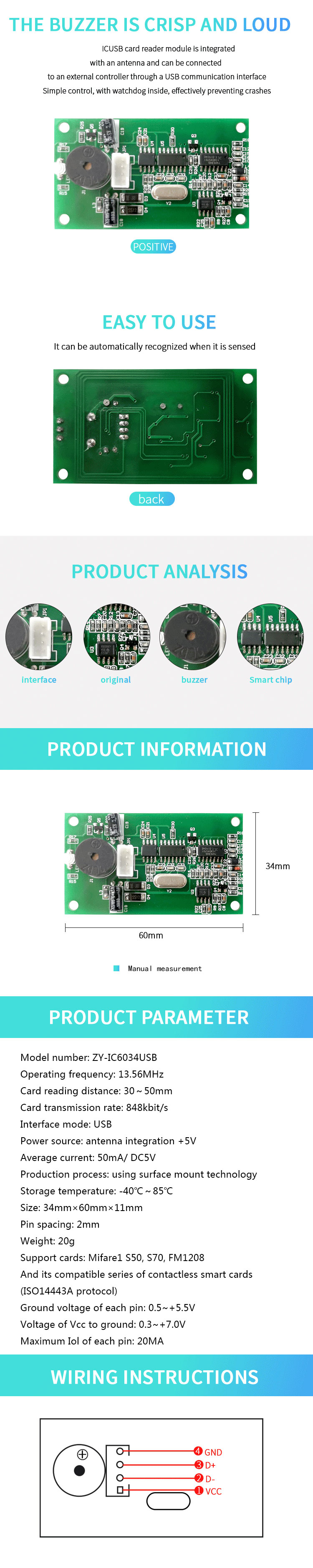 13.56mhz NFC Card Reader Module Contactless Card Reader Module ปรับแต่งได้ โมดูลเครื่องอ่านการ์ด USB อัจฉริยะ