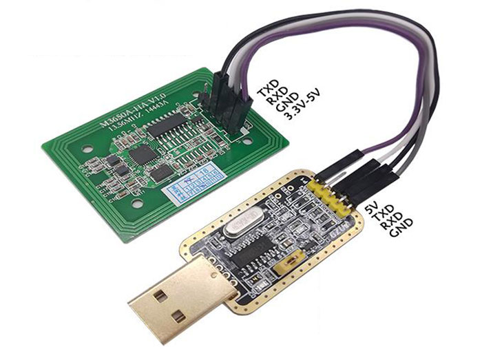 โมดูลตัวอ่านการ์ด IC RFID ความถี่สูงแบบไร้สัมผัส S50 อ่านและเขียนพอร์ตอนุกรมเหนี่ยวนำ RS232 TTL 3