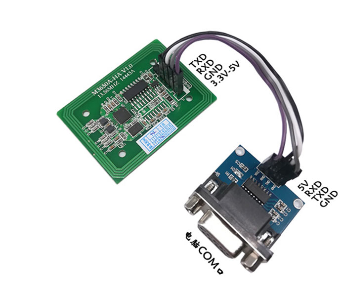 โมดูลตัวอ่านการ์ด IC RFID ความถี่สูงแบบไร้สัมผัส S50 อ่านและเขียนพอร์ตอนุกรมเหนี่ยวนำ RS232 TTL 4