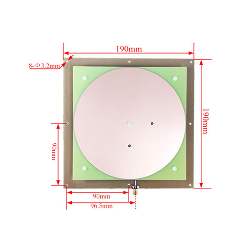 เสาอากาศโพลาไรซ์แบบวงกลม 8dBi (190 ดิสก์ OSP ) เสาอากาศสมาร์ทคอนเทนเนอร์ UHF ป้องกันการรบกวนเครื่องอ่าน UHF เสาอากาศ 3