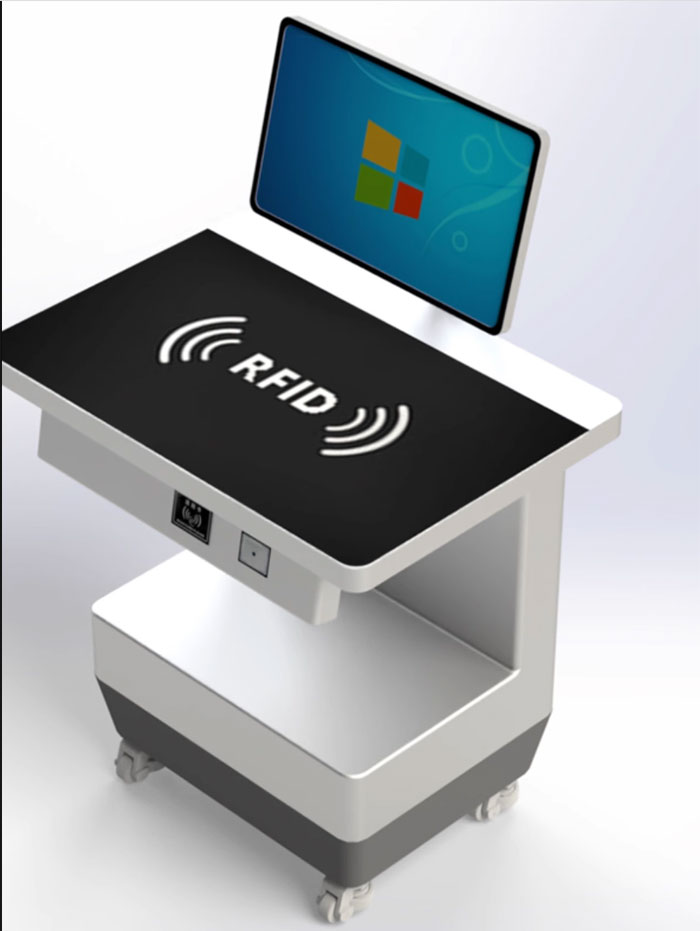 RFID เวิร์กสเตชันแนวตั้งด้วยตนเอง บริการยืมและคืนเครื่อง เครื่องเทอร์มินัลบริการตนเอง UHF ผู้ผลิตแพลตฟอร์มการอ่านและการชำระในแนวตั้ง 2