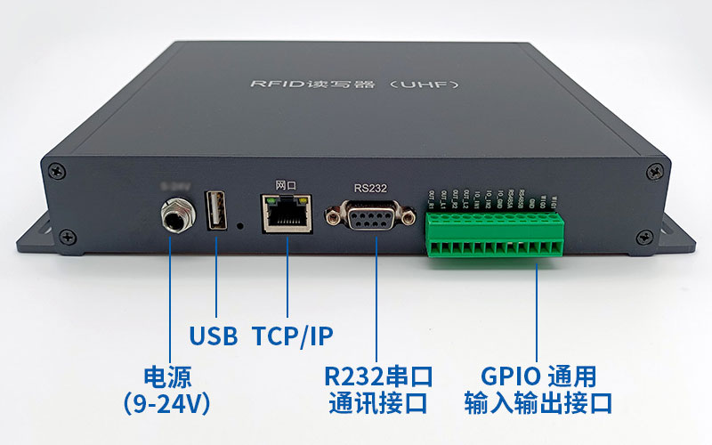 เครื่องอ่าน UHF RFID เครื่องอ่านบัตรแยกระยะไกลแบบหลายช่องสัญญาณเครื่องอ่านแท็กอิเล็กทรอนิกส์แบบพาสซีฟ