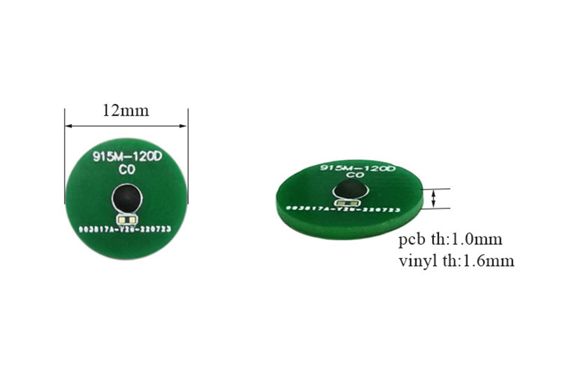 แท็ก UHF ทนอุณหภูมิสูง 12 มม. วัสดุ PCB RFID อิเล็กทรอนิกส์ แท็กโปรโตคอล ISO/IEC18000-6