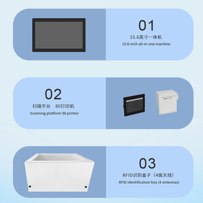 อุปกรณ์ RFID ด้วยตนเอง - บริการคืนหนังสือเดสก์ท็อปแคชเชียร์แบบไม่มีพนักงาน เครื่องออลอินวัน แพลตฟอร์มยืมและชำระบัญชีห้องสมุดเสื้อผ้าอัจฉริยะ 5