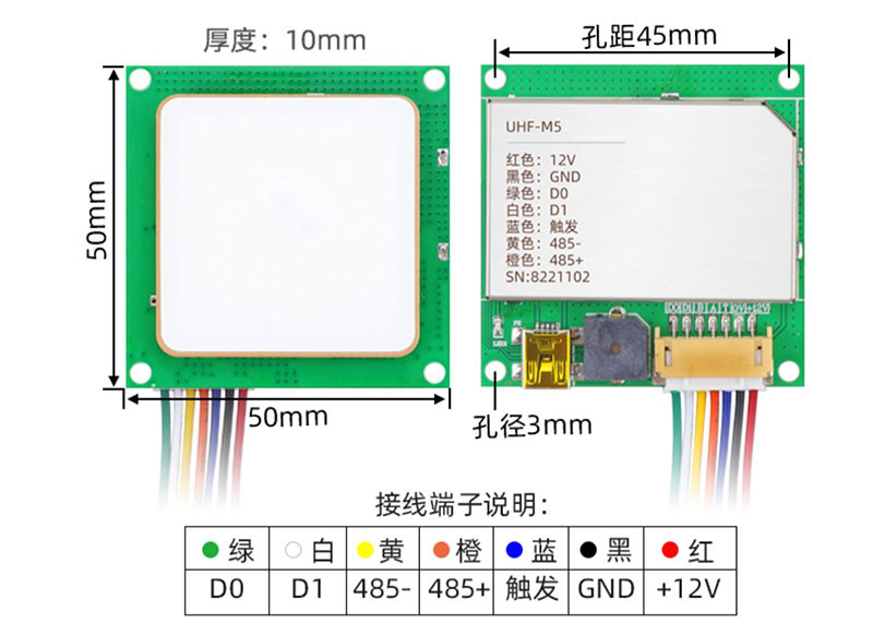 โมดูลระบุความถี่วิทยุ rfid แบบบูรณาการความถี่สูงพิเศษ โมดูลเครื่องอ่านพอร์ตอนุกรม TTL โมดูลเครื่องอ่านการ์ด WIFI